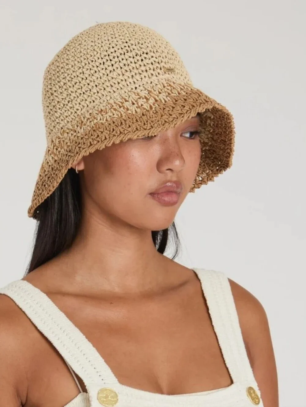 Eugenia Kim New York Designer Fitted Cute Bailey Natural Ombre Straw Bucket Hat